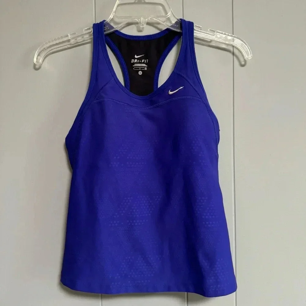 NIKE Dri-Fit Blue / Purple Lined Athletic Tank Top Size Small
